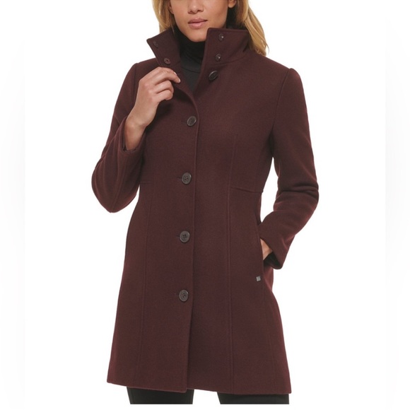 Calin Klein Chocolate Melange Brown Walker Coat Small - Picture 1 of 13